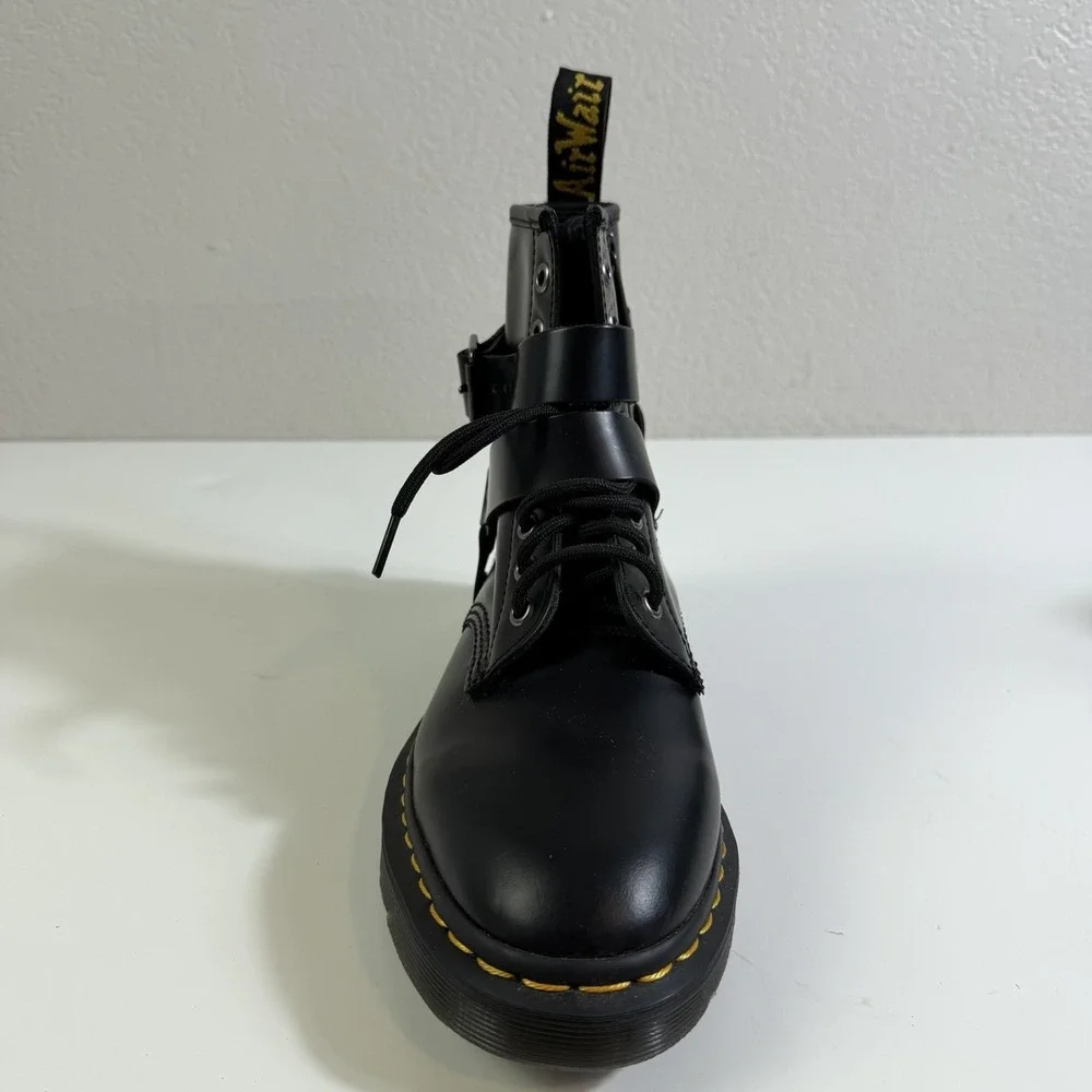 Dr. Martens Cristofor 9 L Black Leather Harness Lace Up Buckle Combat Boot Read